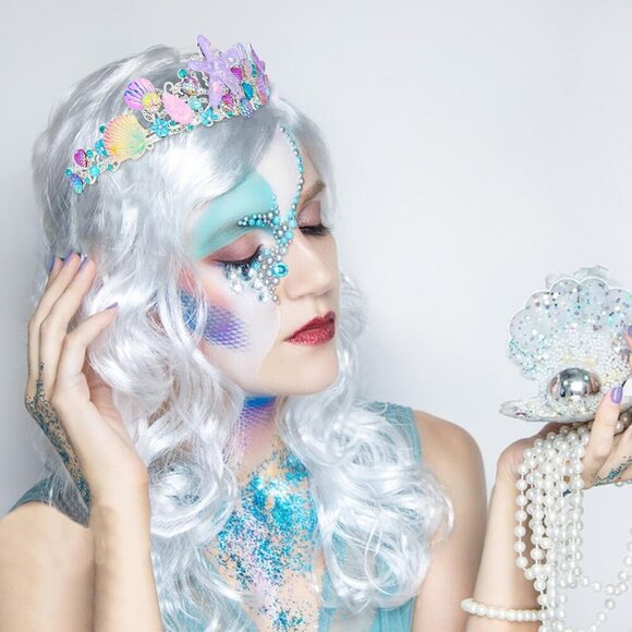 Mermaid Tiara Rhinestones Party Crown for Women Dress Up Birthday Accessories - Picture 4 of 5